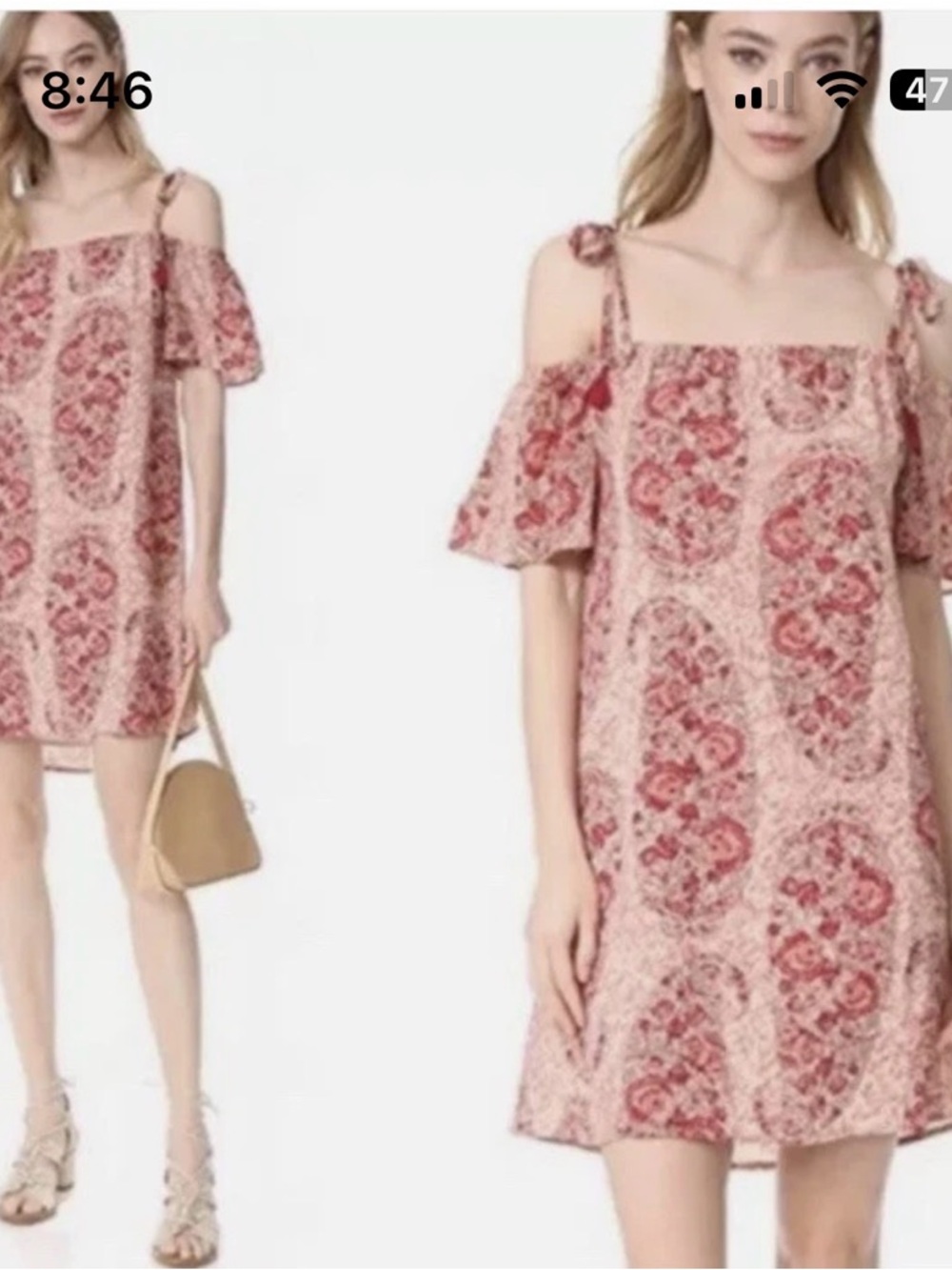 Madewell Paisley Slinky Tassel Tie Shoulder Dress